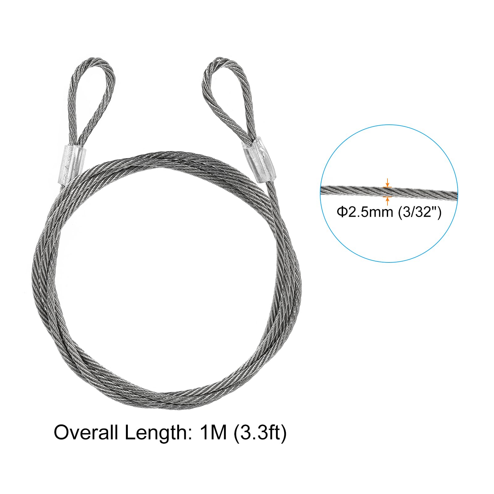 PATIKIL Stainless Steel Cable, 4 Pack PVC Coated 3/32