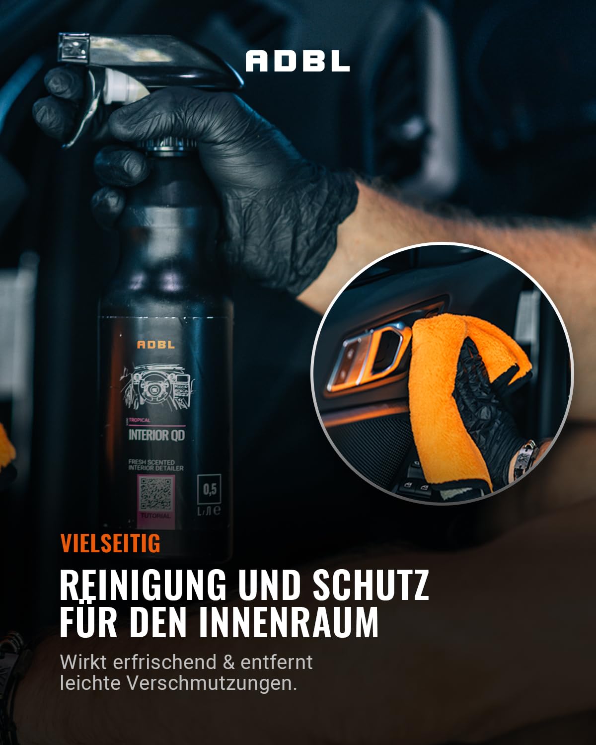 ADBL Interior QD (5 l) – detektor do wnętrz o świeżym zapachu – czyści i chroni – antystatyczny z ochroną UV – do wszystkich powierzchni wewnętrznych – Quick Detailer do wnętrza pojazdu