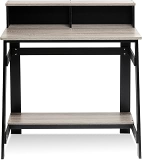 Furinno Simplistic A Frame Computer Desk, Black/French Oak Grey