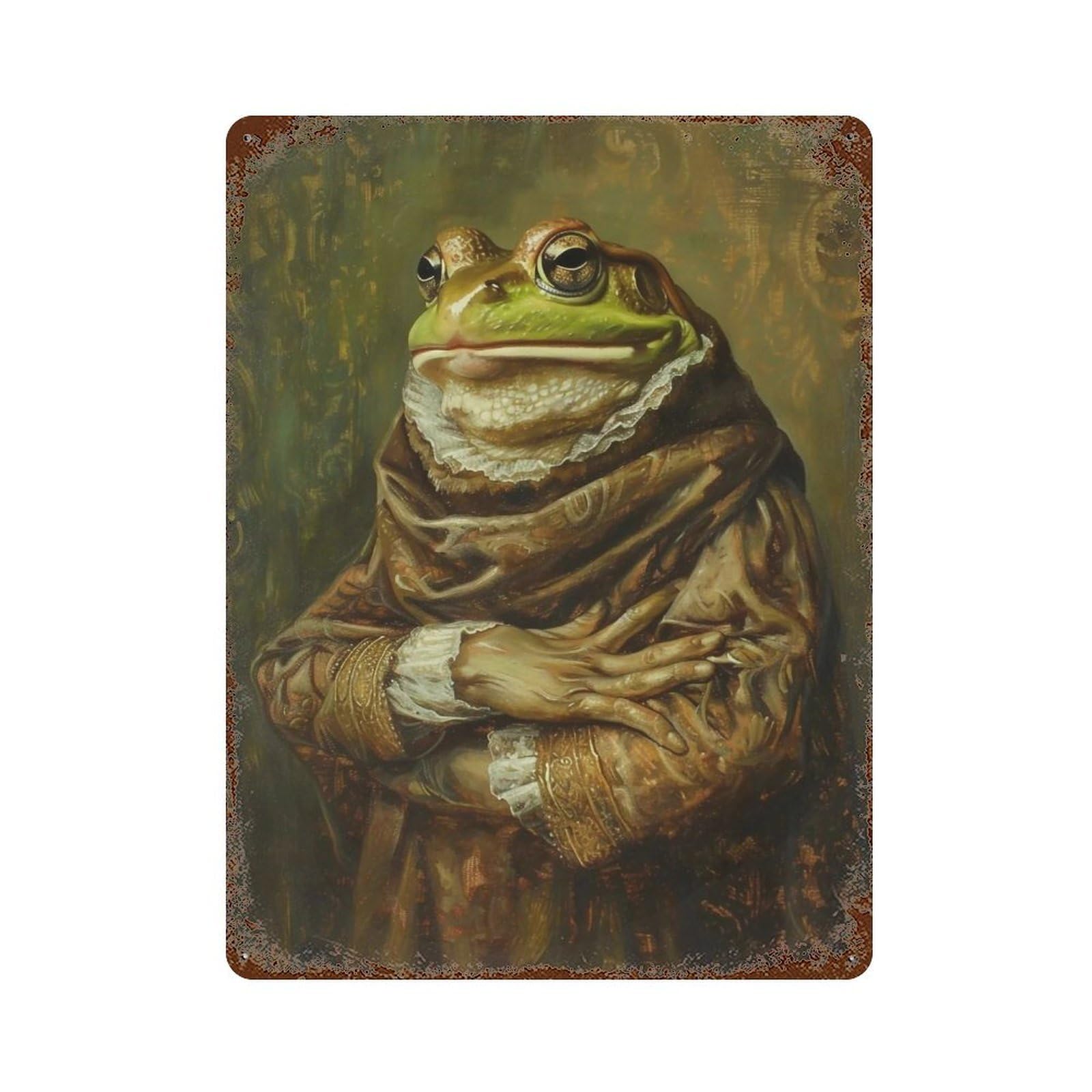 YHGERTKU Frog Mona Lisa 04 Wall Retro Iron Vintage Art Metal Tin Sign Poster Modern Decor for Living Rooms40x30cm