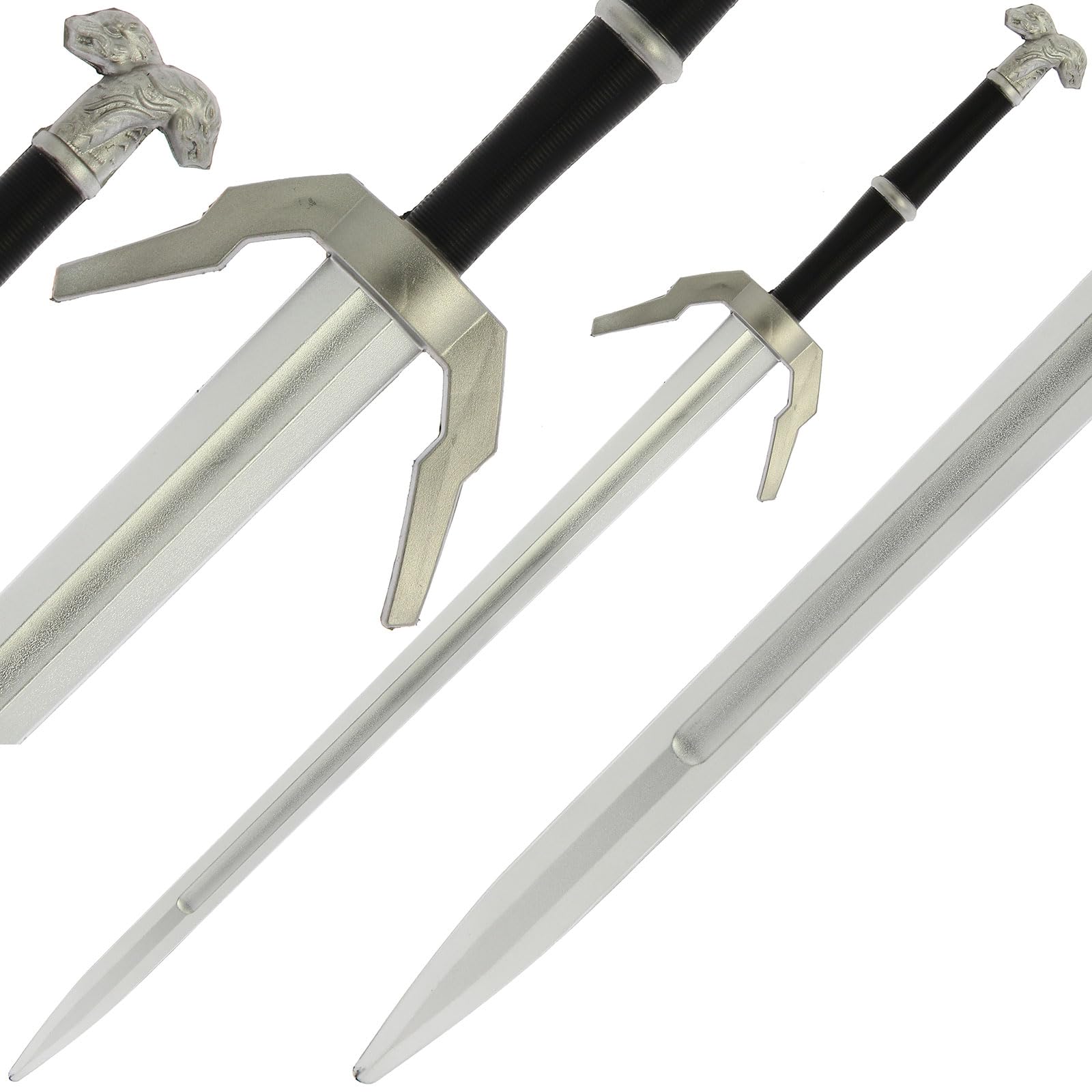 Witcher Foam Swords Silver & Steel Style Geralt Cosplay Halloween Costume PU Great Sword Medieval LARP Knight Toy (Style Sword 1)