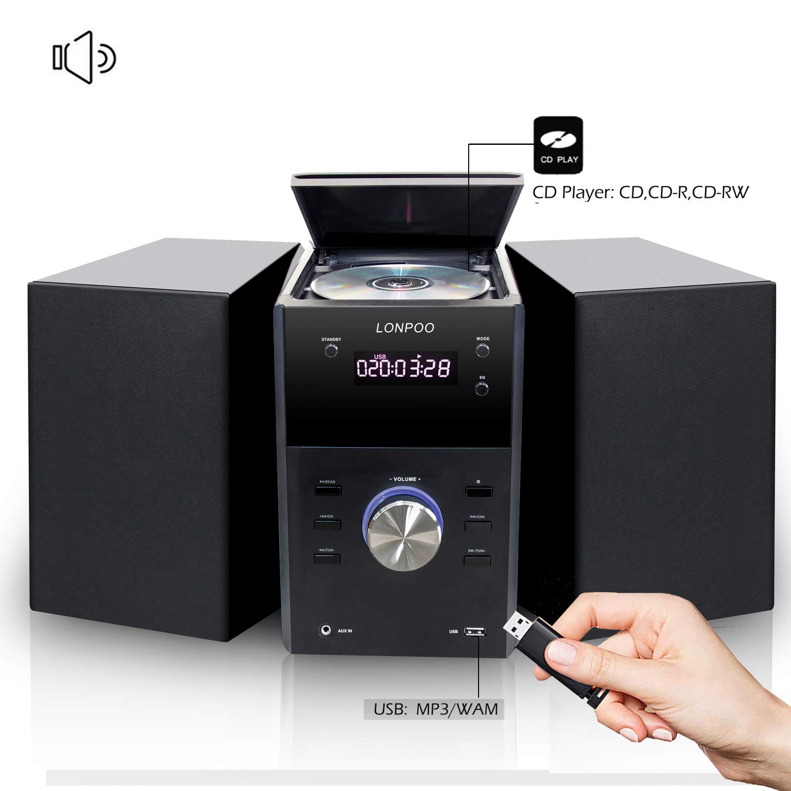 Sony Bluetooth Stereo Shelf System, HiFi Sound Speaker System With