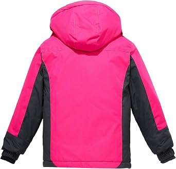 wantdo Boy Waterproof Ski Jacket Fleeced Winter Coat Red & Girl Ski Jacket Rose Red Size 8