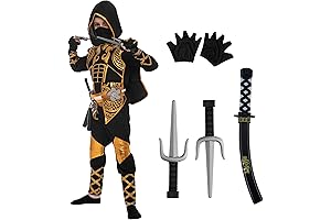 Spooktacular Creations Golden Ninja Deluxe Costume Set with Toy Foam Ninja Accessories...