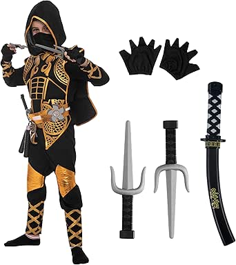 Golden Ninja Fighter Kostüm Für Kinder - Komplett-Set Für Halloween