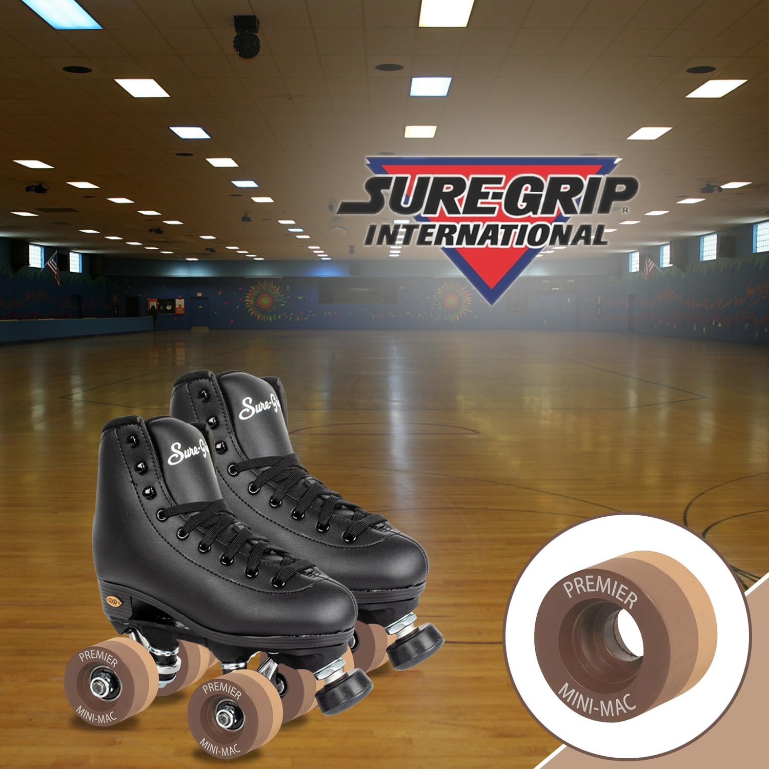 Sure-Grip Premier Mini Mac Wheels - 45mm Hard Indoor Clay Style for Spins and Slides - Durable Vanathane Material - Smooth and Stylish Matt Brown Finish - Made in USA - Set of 8 Wheels