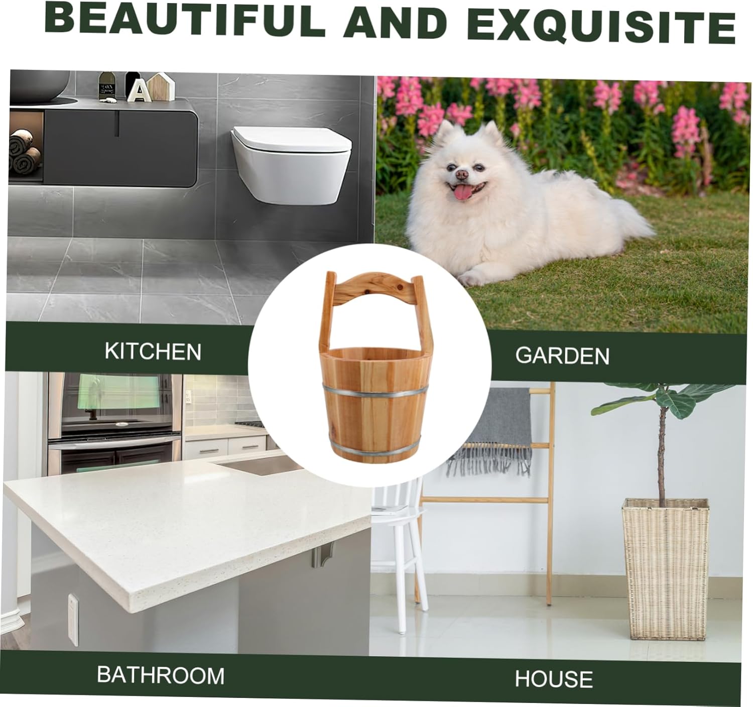 Wooden Bath Bucket for Foot Soaking Handmade Water Container Lid for Sauna and Shower Rustic Wooden Barrel for Relaxation