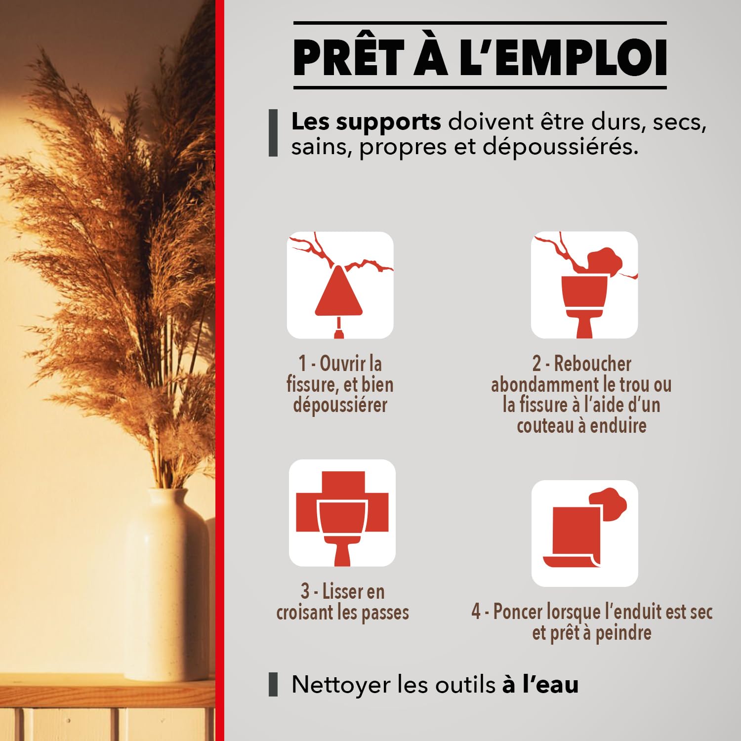 SINTO Enduit Rebouchage Trous et Fissures Prêt à l'Emploi 1kg