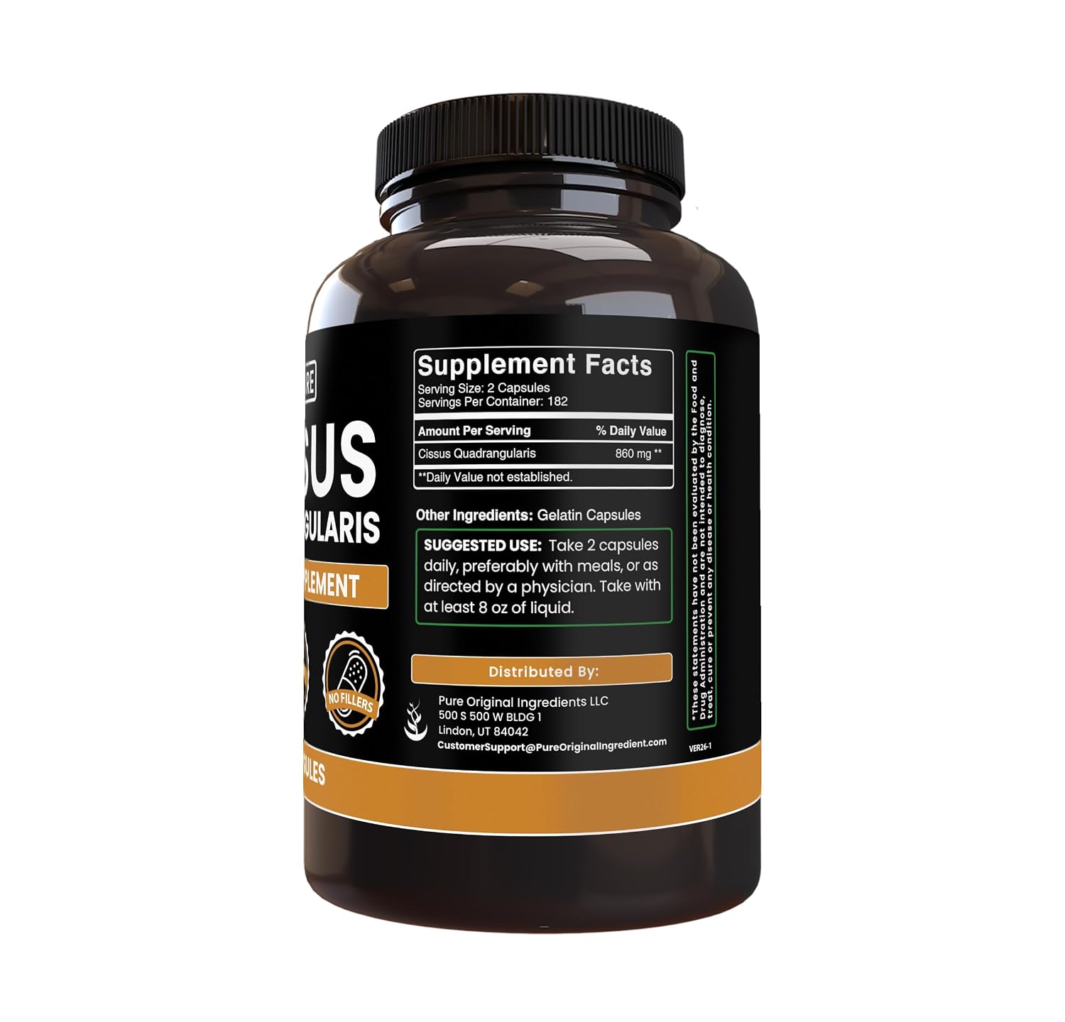 Pure Original Ingredients Cissus Quadrangularis (365 Capsules) No Magnesium Or Rice Fillers, Always Pure, Lab Verified - Image 2