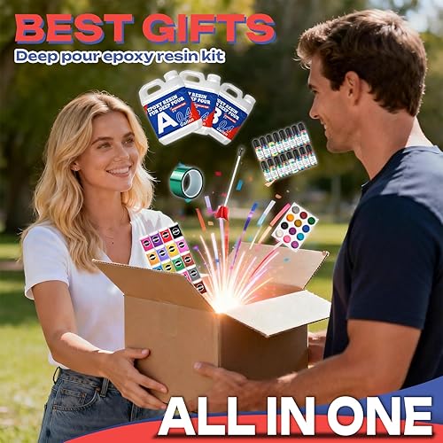 Miniatura 3 de Kit de resina epoxi de vertido profundo de 1.2 galones, 2-4 pulgadas, kit de resina epoxi transparente de vertido profundo 21 con 16 pigmentos y 20