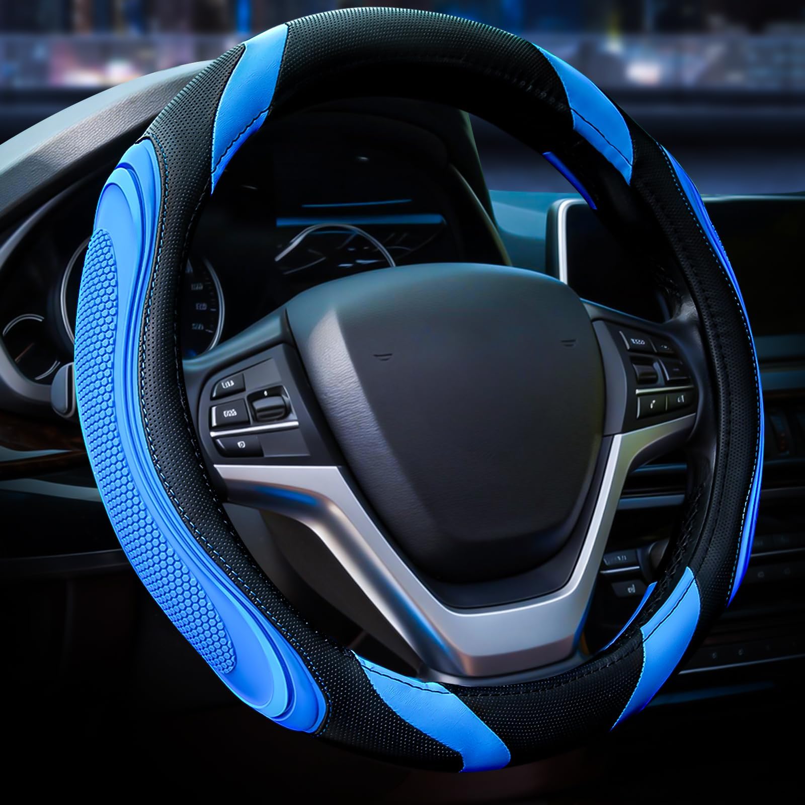Tryagat 1Pc Steering Wheel Cover for Citroen C3 Cross Grand VTS C5 C1 C4 C6 C2 Steering Wheel Sleeve Non-Slip Sporty Adatto solo per il tipo O Car Steering Wheel,Blue