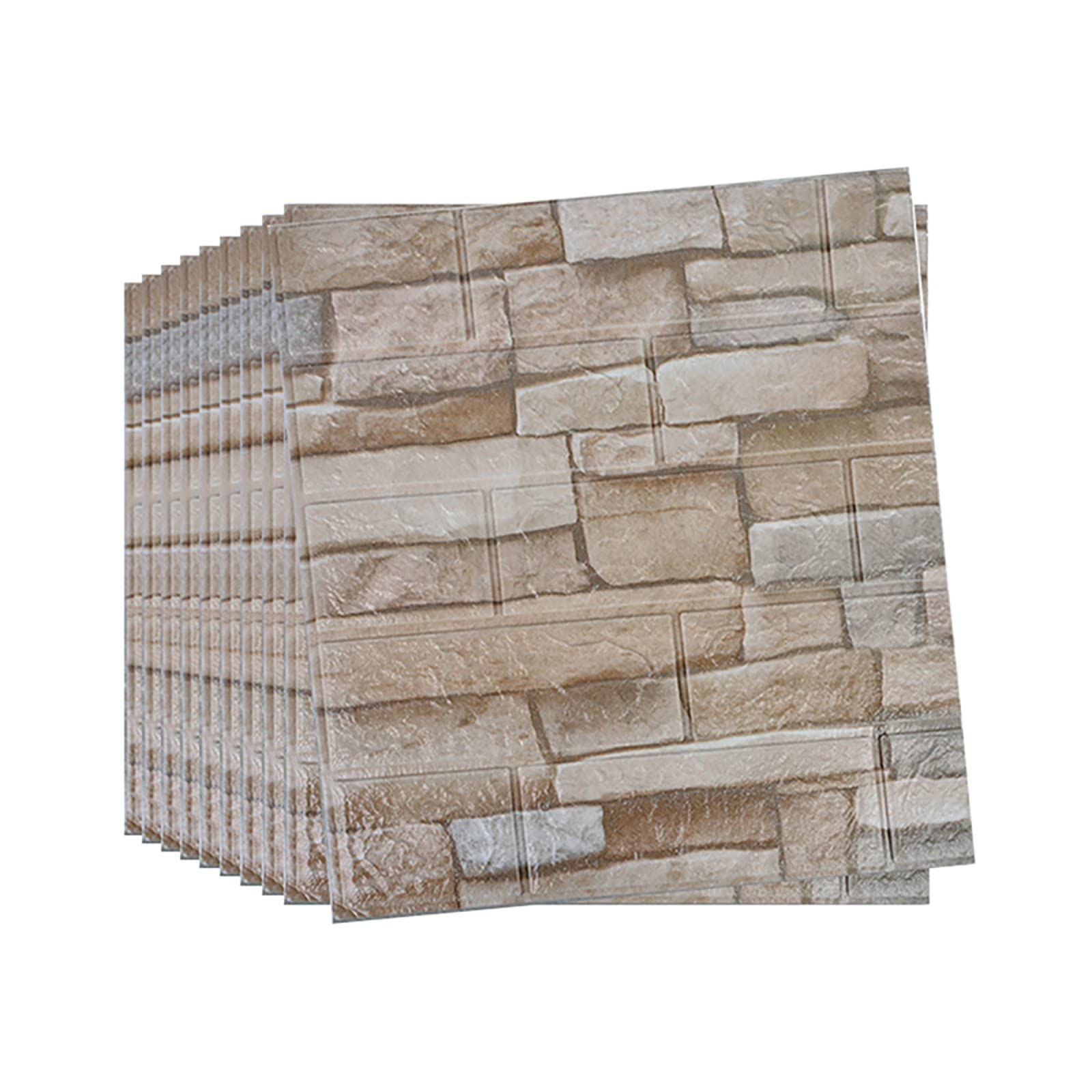 Snewvie 10pcs 3D Wall Panels 38×35cm Brick Wallpaper Self Adhesive DIY Wall Stickers Waterproof PE Foam Panel Wall Tiles for Bedroom Kitchen Living Room Bathroom Home Decor,Roman Grey