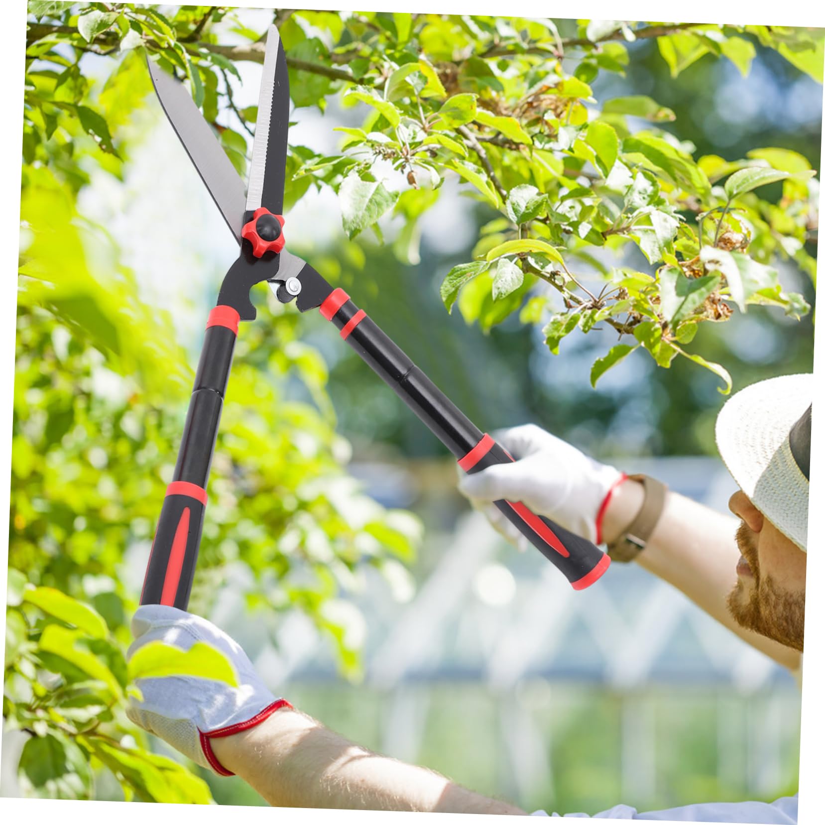 HEMOTON Große Heckenschere aus Sk5-stahl mit Ausziehbarem Griff und Gummigriff Gartenheckenschere für Formschnitt an Hecken und Sträuchern