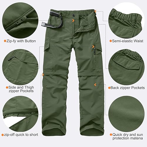 Miniatura 8 de Pantalones de senderismo para hombre, de secado rápido, ligeros, convertibles, con cremallera, pantalones de safari