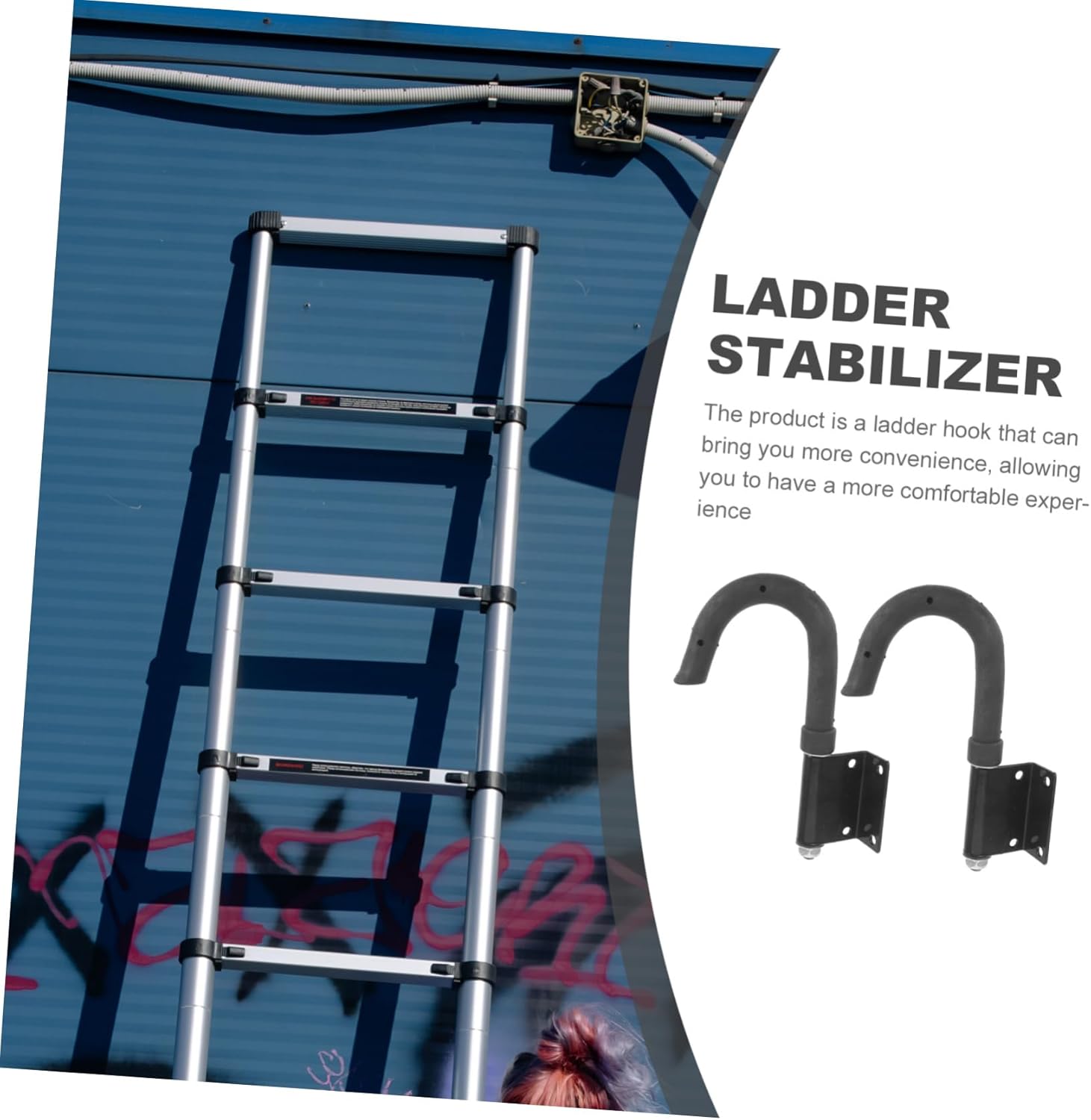 DOITOOL 2PCS Ladder Roof Hooks, Heavy Duty Steel Ladder Stabilizer, Ladder Hooks for Roof Ridge, Damage Prevention