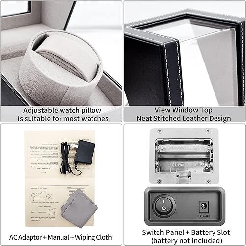 Miniatura 3 de ZOEJOE Bobinadoras de reloj individuales para relojes automáticos, almohadas de reloj flexibles para relojes de hombre y mujer, con motor súper