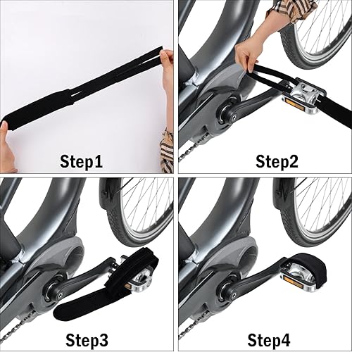 Miniatura 5 de 2 pares de correas para pedal de bicicleta, correas de clip para dedos de los pies, correas antideslizantes ajustables para pie de bicicleta,