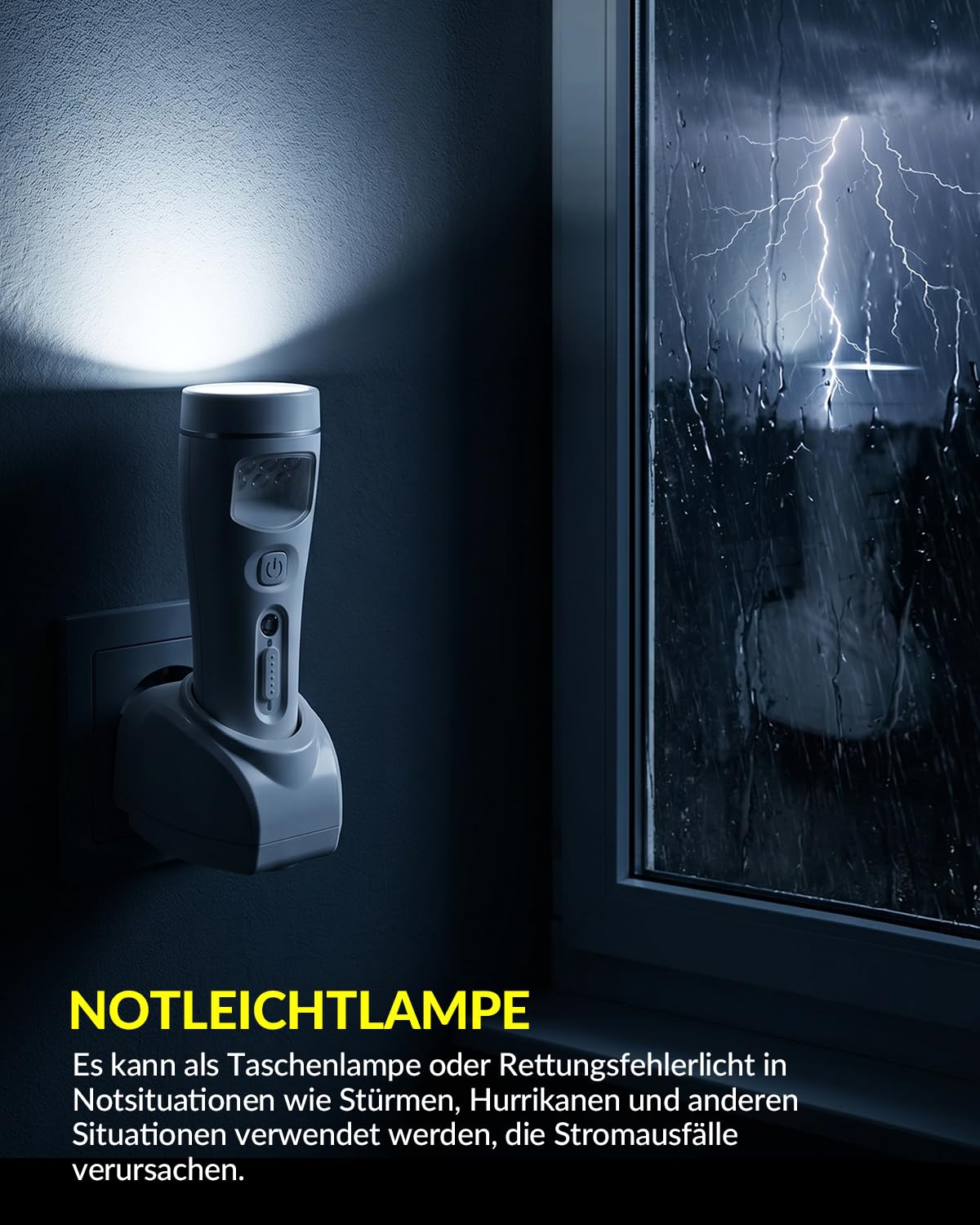 Klarlight 2 Stücke Wiederaufladbare Notleuchten für Stromausfall zu Hause, Automatische Einschaltung Stromausfall Nacht Licht Taschenlampe, EU Stecken Sie Wandtaschenlampe mit Lichtsensor für Hurrikan