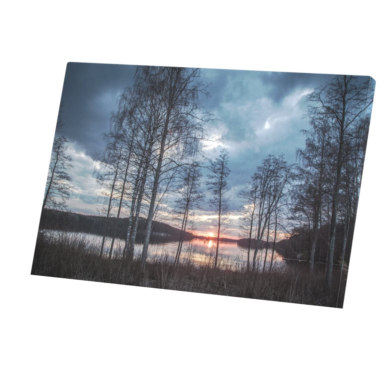 Affiche poster soleil couchant lac 45x30cm pour décoration murale