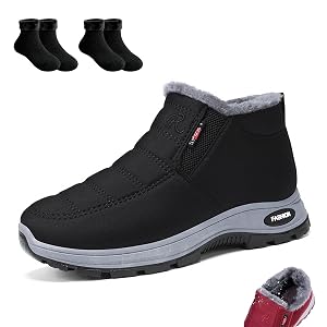 Winter Boots for Men Womens Snow Boots Waterproof Non Slip Fur Lined Mid Calf Sneakers Fleece Lining Lightweight