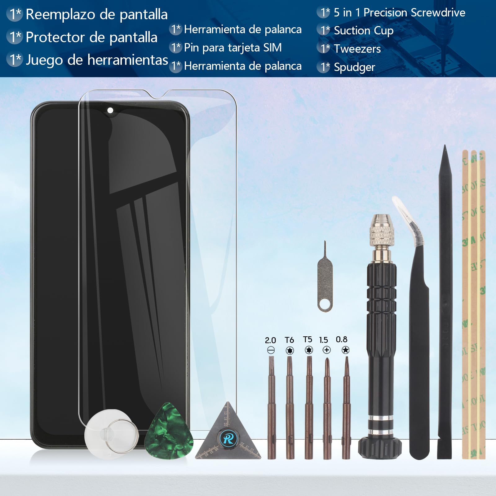 RongZy Pantalla para Samsung Galaxy M13 M135F Pantalla Táctil LCD Kit de Pantalla de Repuesto Ensamblaje Digitalizador de Reemplazo con Herramientas(Neqro con Marco)