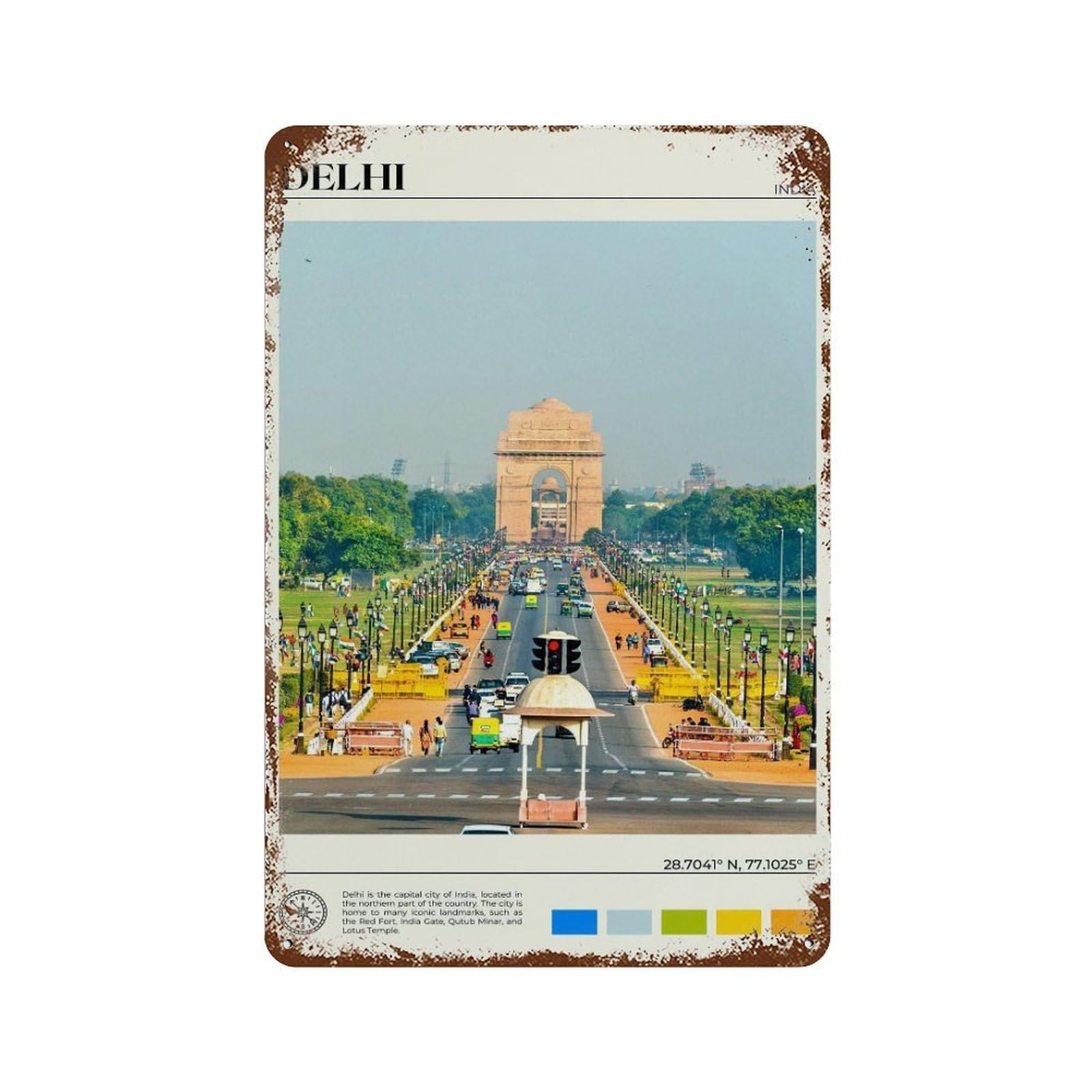 xiaoxiaoshen Real Photo Delhi Decor India Asia Wall Decor Art Metal Tin Poster Modern Home Decor Art Home Bar Shop Decorations Vintage Sign 30x20cm