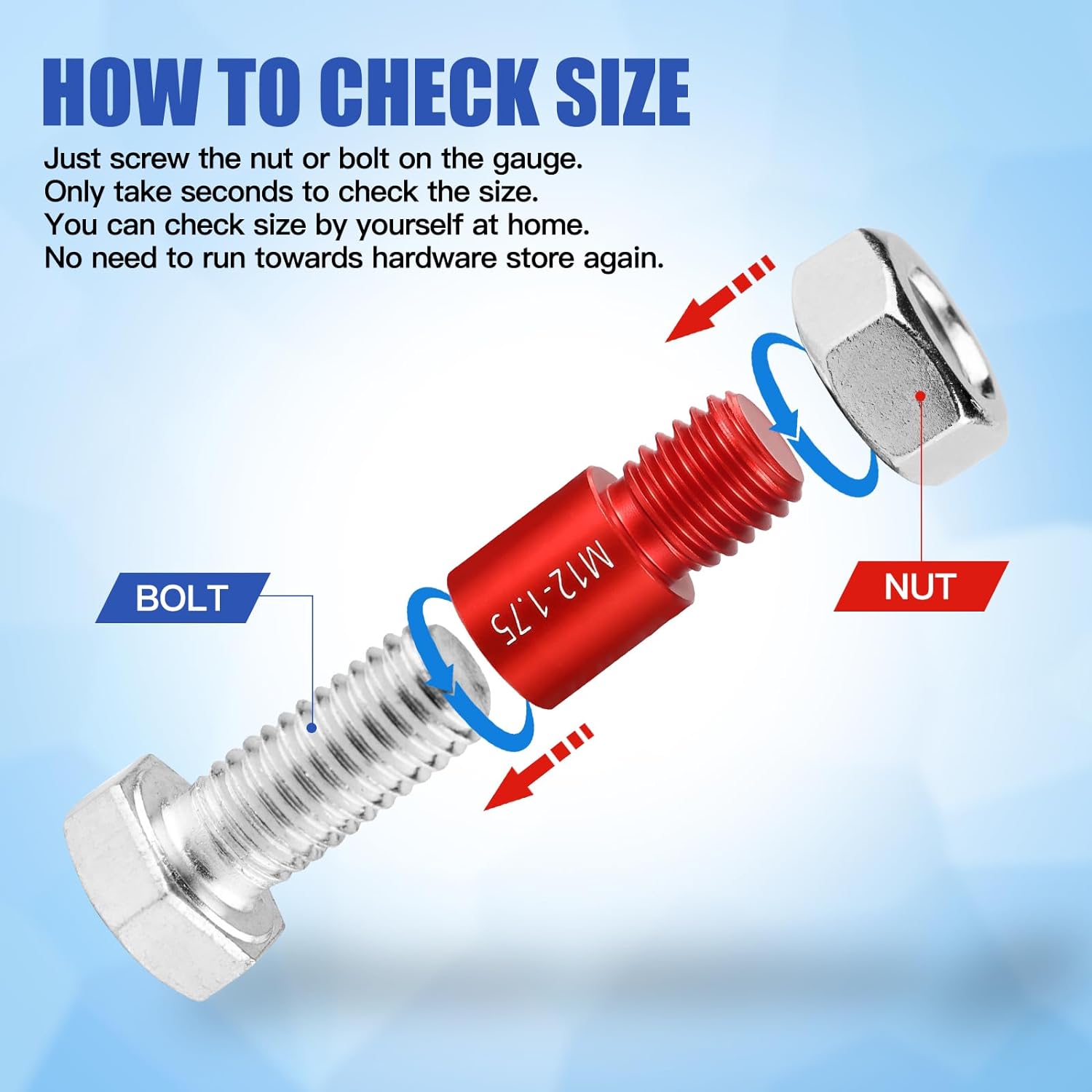 Giwaelro Nut and Bolt Thread Checker - 44 PCS Nut and Bolt Gauges Individually Housed in Case (23 Inch & 21 Metric) Specially Suitable for Size Check on Tricky and Narrow Area