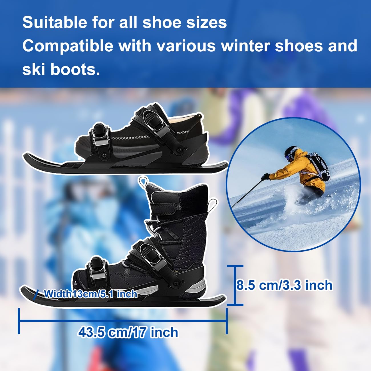 Mini buty narciarskie do mocowania na butach narciarskich, snowblades