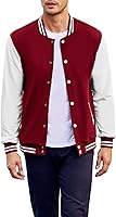 Vista 4 de COOFANDY - Chaqueta universitaria de moda para hombre, informal, ajustada y de algodón, chaqueta del equipo, de béisbol, cazadora