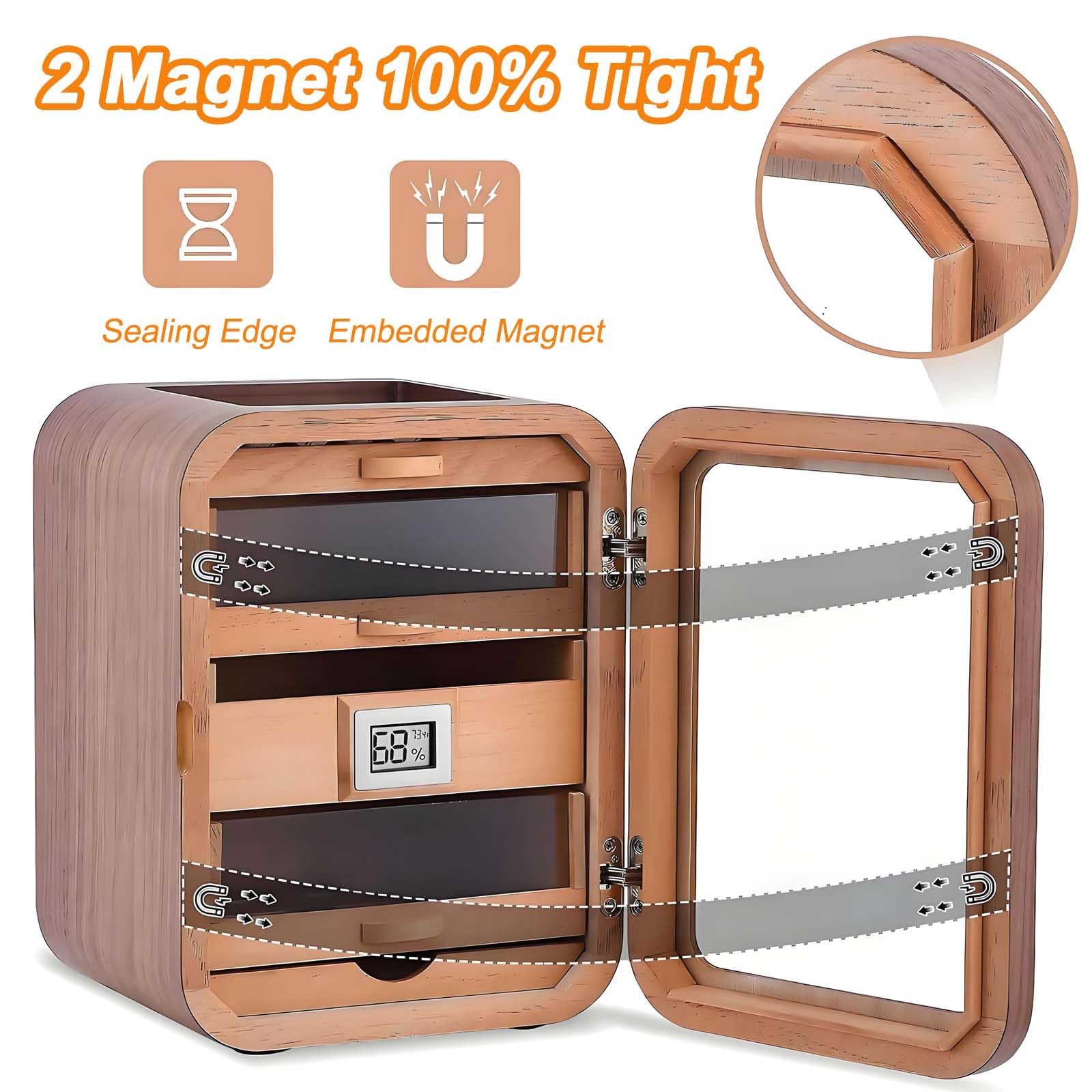 Humidor z drewna cedrowego, elektryczny nawilżacz powietrza do cygar z cyfrowym higrometrem i pojemnością na 110 cygar. Nawilżacz powietrza dla mężczyzn. A