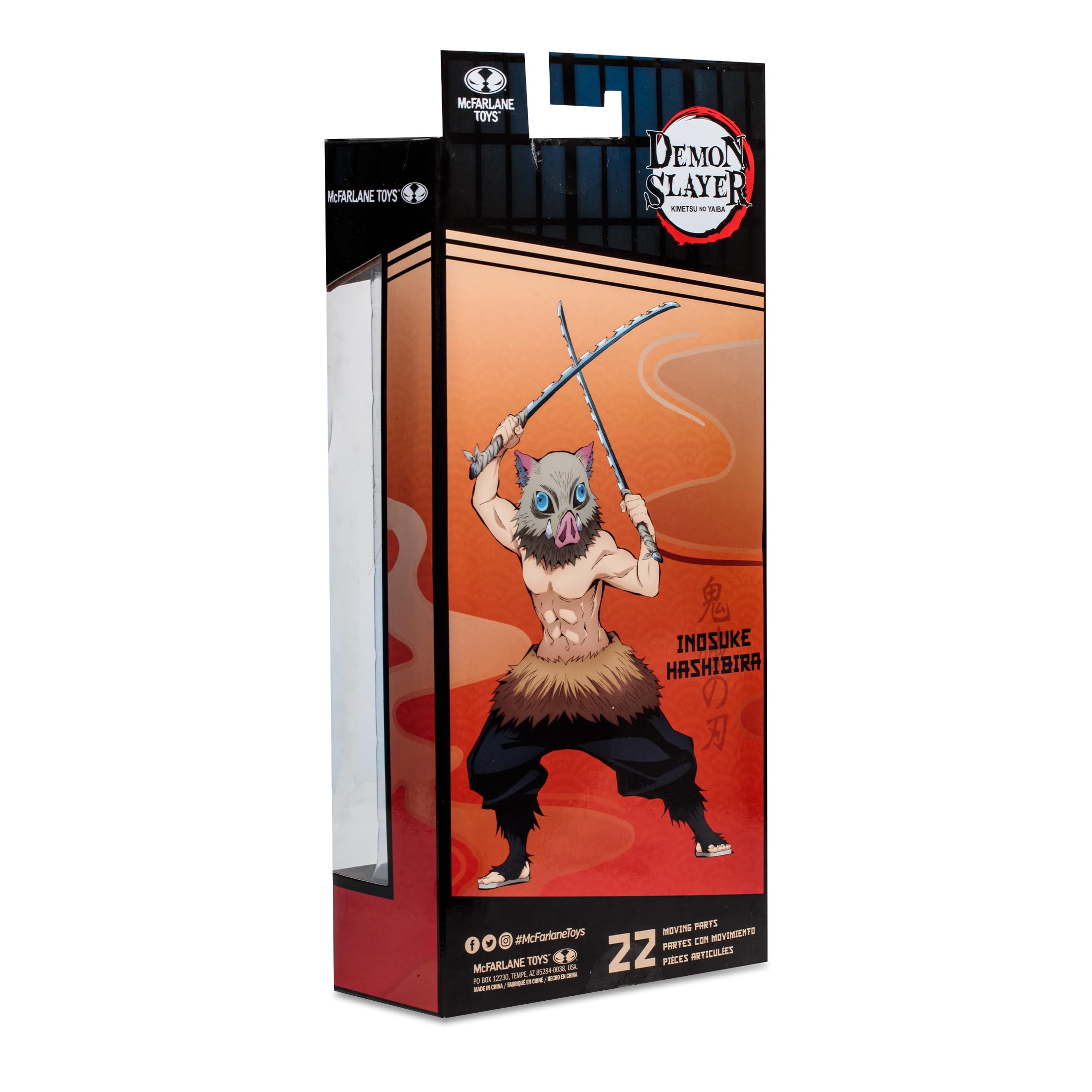 McFarlane Toys Demon Slayer - Action Figure Inosuke Hashibira, da collezione altamente dettagliata, con 22 punti di articolazione, mani alternative, spade e base espositiva