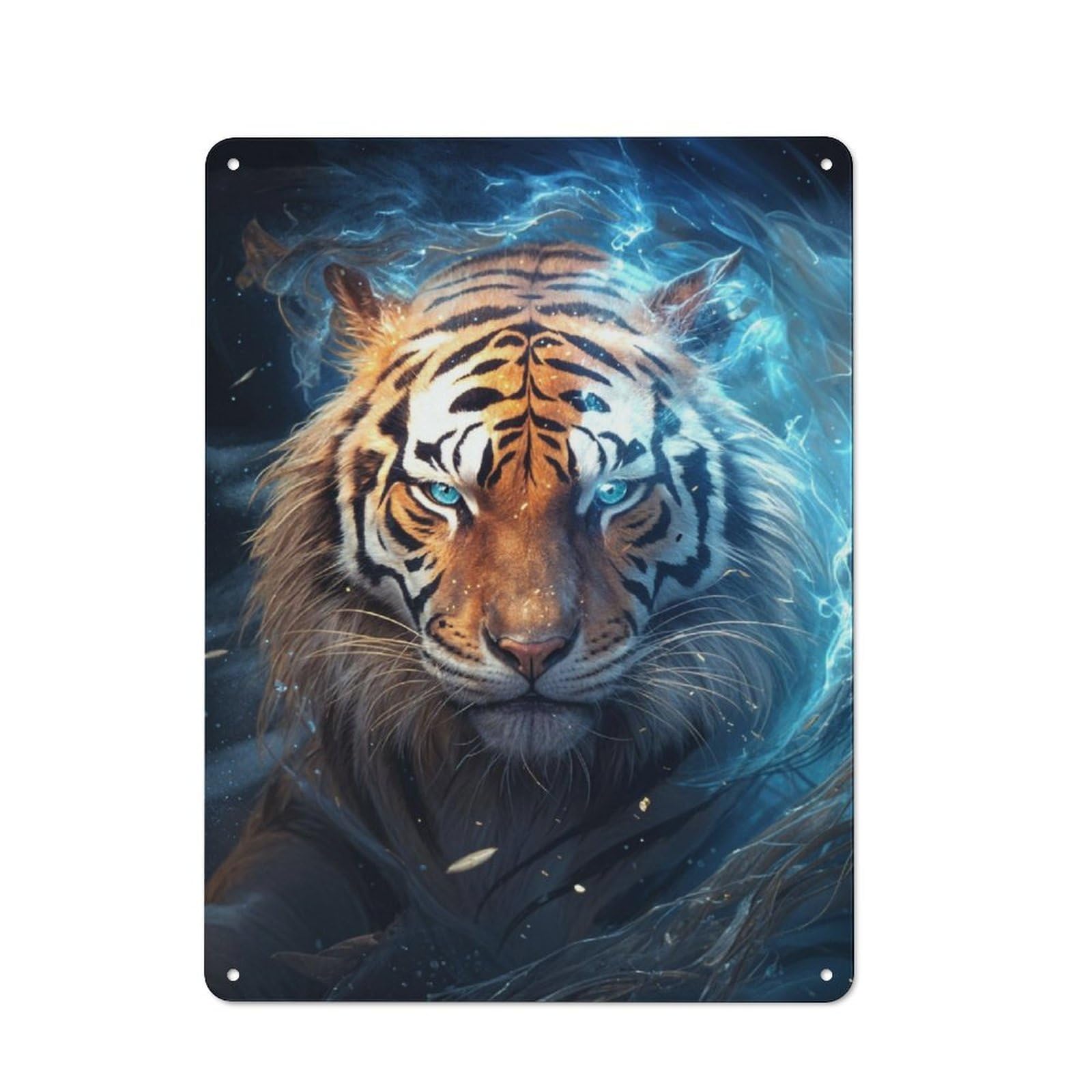 Junmoney Cosmic Celestial Tiger Tin Wall Plaque 40X30cm With For Pub Or Café, A Decorative Christmas Gift For Hospitality Wall Decor Collectors