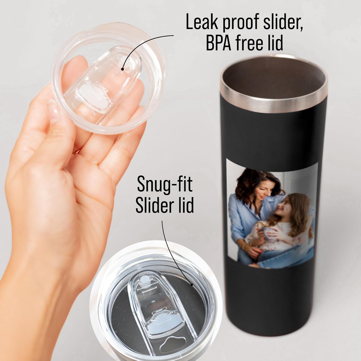 Custom photo tumbler with lids, personalized 20oz insulated drinking pictures thermal hot & cold beverages cups, skinny metal coated thermo gift for couples women & men, memorial, birthdays (Pictures) - Image 5