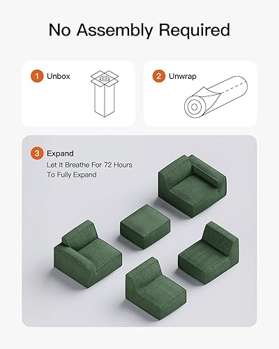 Miniatura 6 de Pipishell Sofá modular, sofá nube con asiento profundo, otomana móvil, sofás tapizados de pana de felpa con respaldo alto, sofás seccionales para