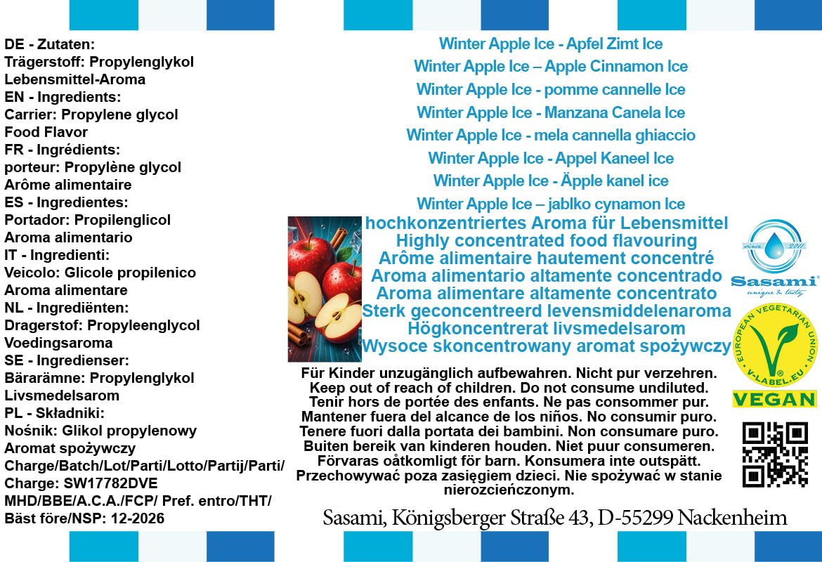 Winter Apple Ice – jabłko cynamon Ice aromat koncentrat – Wegański – Sasami – 100ml