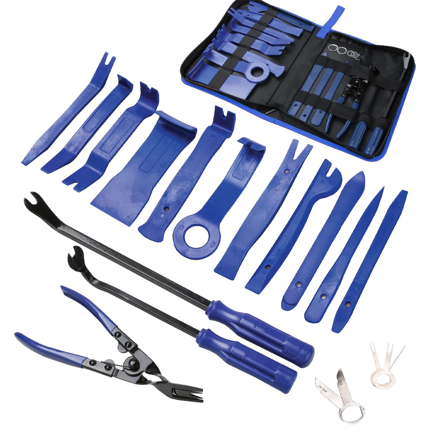 Autojack Blue 19 Piece Upholstery Car Trim Remover Tool Kit Car Door Panel Pry Dash Audio Console Radio Removal Tool Installation Removals