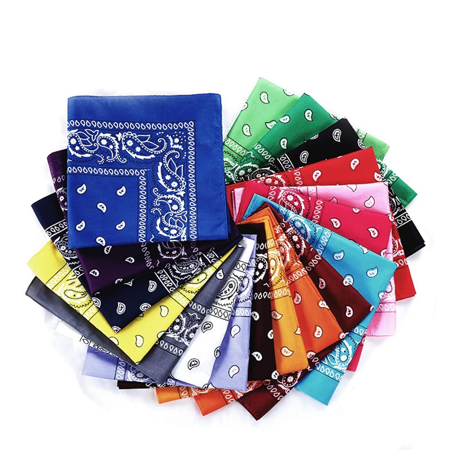 Women & Men Pack of 12 100% Cotton Paisley Headbands Cowboy Bandana Balaclavas, Square Scarf Ideal For Hip-Hop Cycling Handkerchief DIY Face Scarf