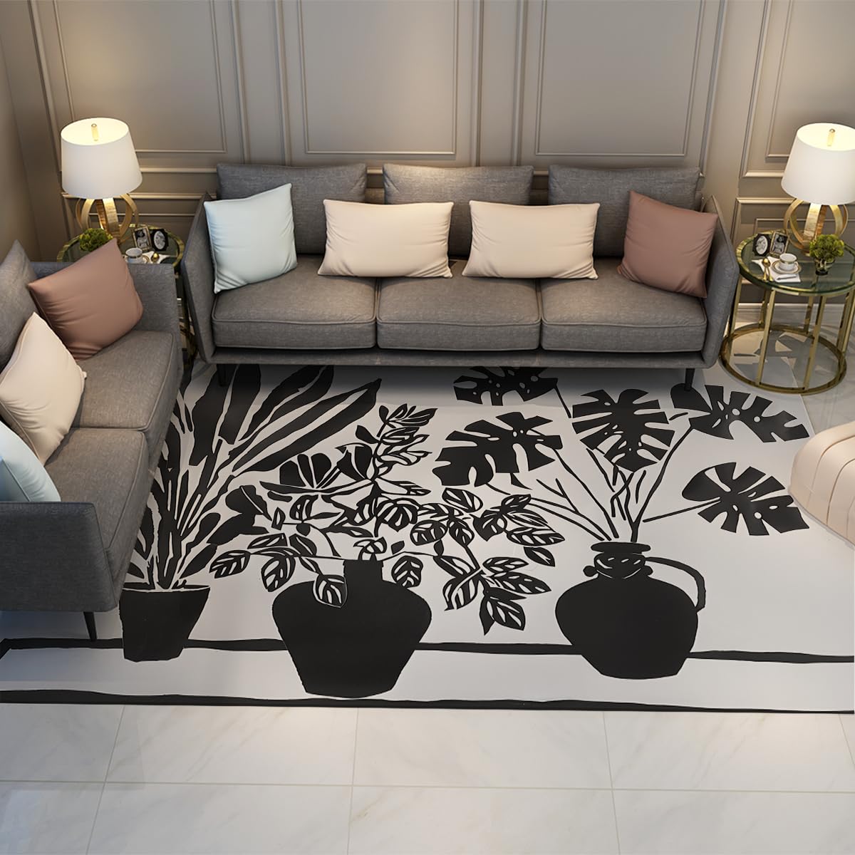 Tapis botaniques tropicaux minimalistes moquette antidérapante 200x300cm