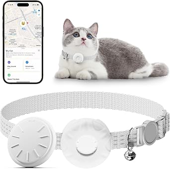 Cat Tracker Collar Compatible with Apple Find MyiOS Only,White