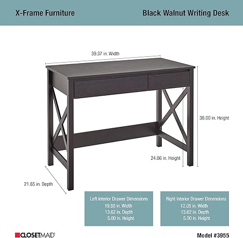Miniatura 3 de ClosetMaid 3955 X-Frame Design Escritorio o consola con cajones, madera de nogal negro