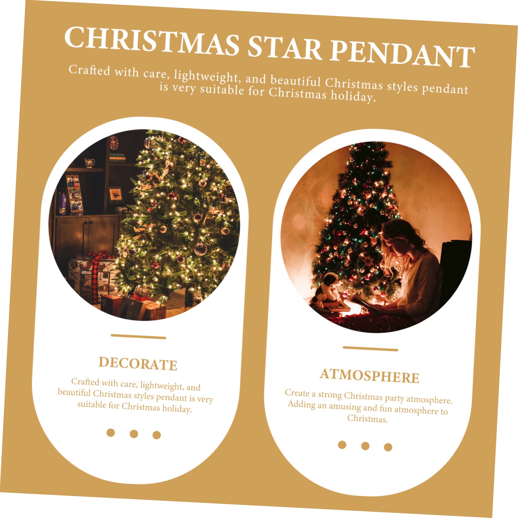 Cabilock 5 Set Ciondolo Stella Dorata Pendenti Natalizi Ciondolo Natalizio Ornamenti D'oro Per L'albero Di Natale Ornamenti Di Stelle Stella Di Natale Ornamento Natalizio Golden 6 Pezzi * 5