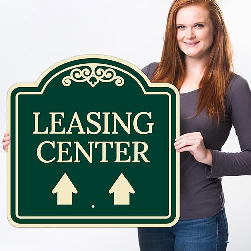 Miniatura 5 de Leasing Center with Upward Arrows Décor Sign, Green Dark, 24x24 Inches, ACM, Fade Resistant, Made in USA by Sigo Signs
