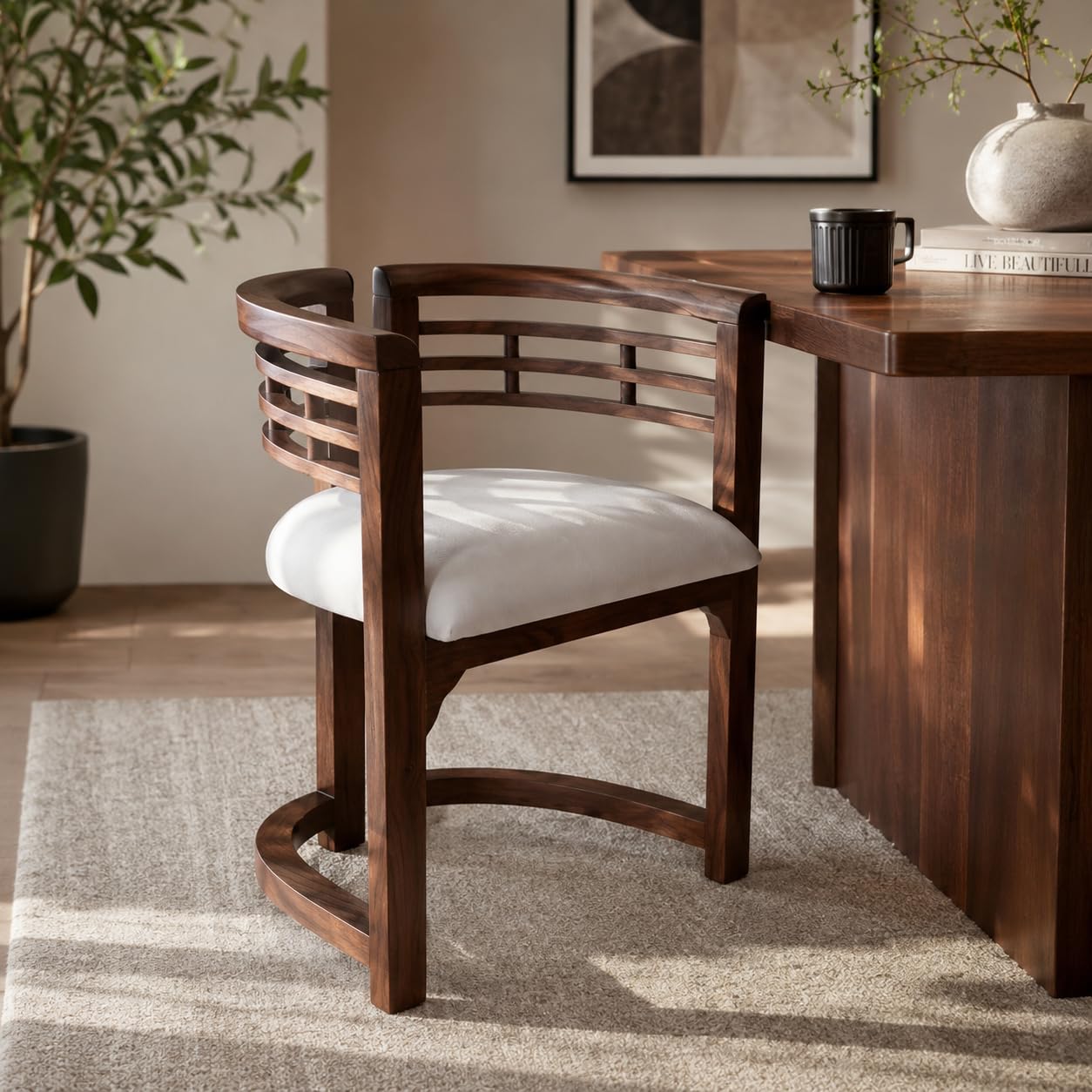 Solid Wood Living Room Chair, Teak Wood, Pre-Assembled, Set of 2 with Premium Walnut Finish (Walnut, Teak Wood, Foam, Fabric)-image-15