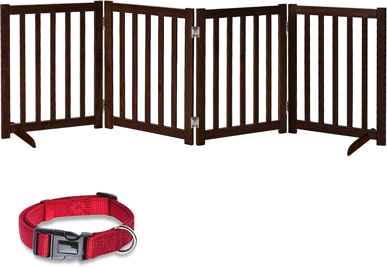LZRS Foldable Pet Gate，Walk Through Wooden Pet Gate,Pet Gate for House Doorway Stairs,Freestanding Pet Gate Safety Fence with Pet…