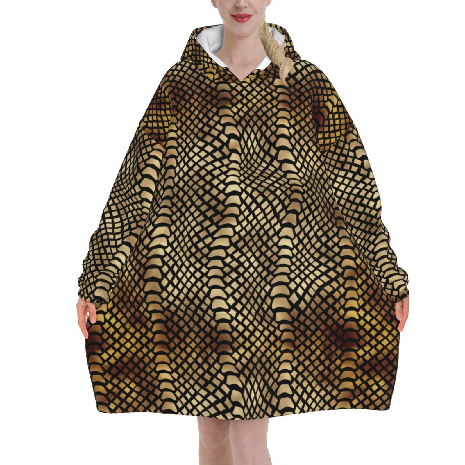 Sweat à capuche couverture en flanelle premium au motif python africain - 8