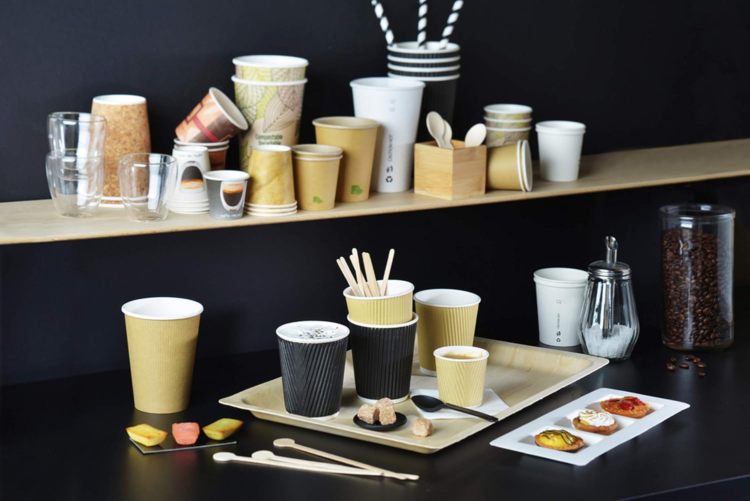 PacknWood 210GCR12T - Corrugated Paper Cups for Hot Drinks with Teacup Design - Ripple Paper Tea Cup - Suitable for Party - Disposable Paper Coffee Drink Cup - 12 oz. Capacity (Case of 500)