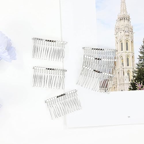 Miniatura 5 de Lawie Paquete de 30 peines laterales de metal plateado, dorado y negro, 15 dientes a granel, pinzas para el cabello con alambre giratorio, para