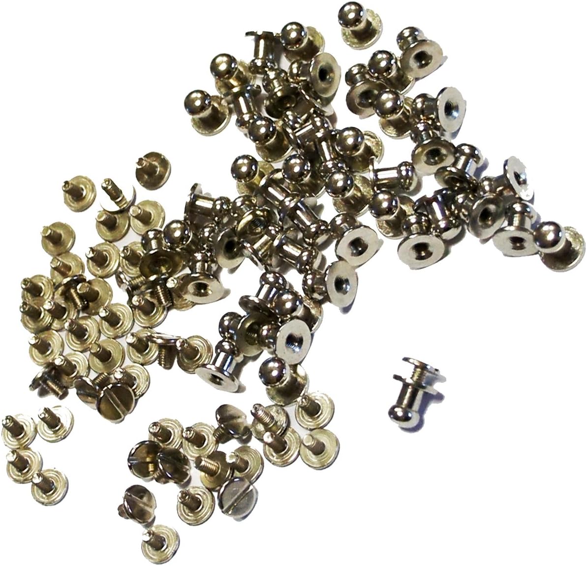 Stylish Binding Screws/Screw In Studs - Appx Pack of 50 Sets - Assorted Sizes and Colours (SSSH03 Silver)