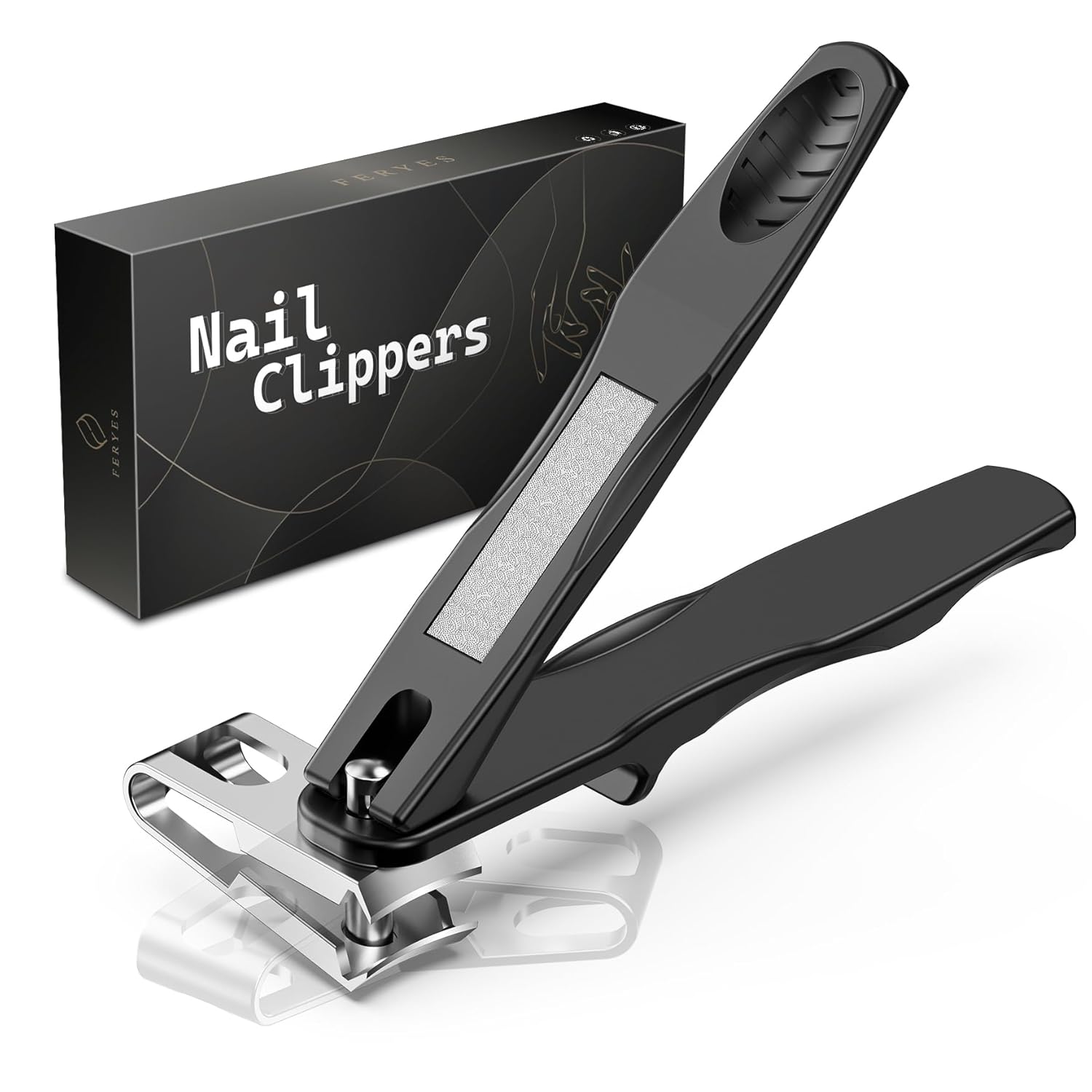 FERYES 360 Rotating Nail Clippers for Seniors Long Handle Fingernail Clippers for Men and Women Ergonomic EZ Grip