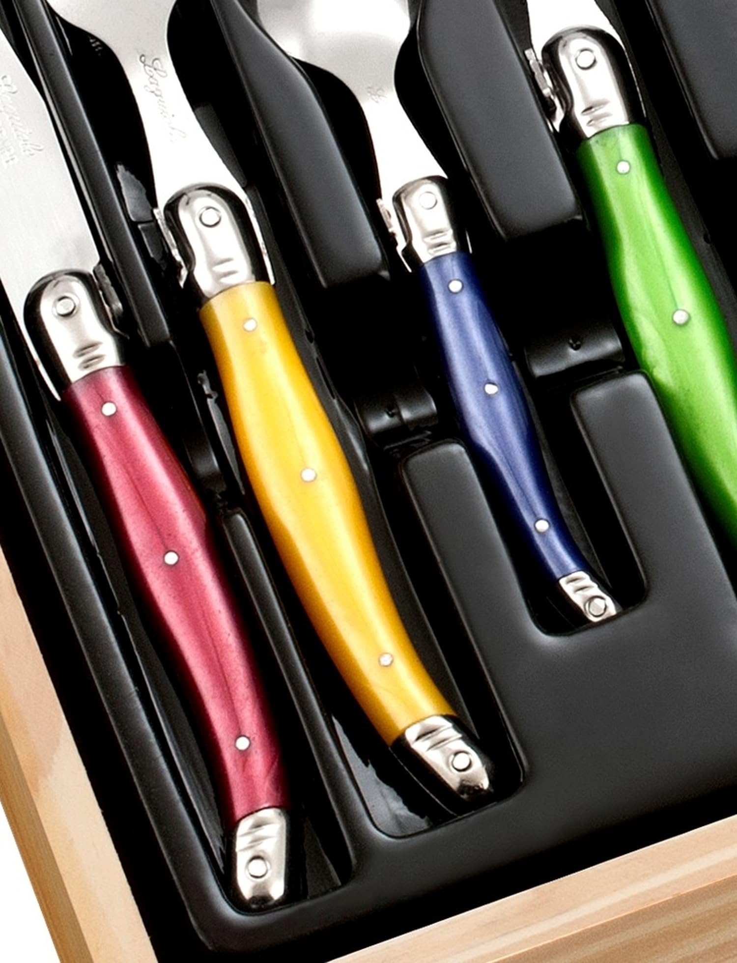 Coffret hêtre berlingot 6 couteaux et 6 fourchettes manche bois